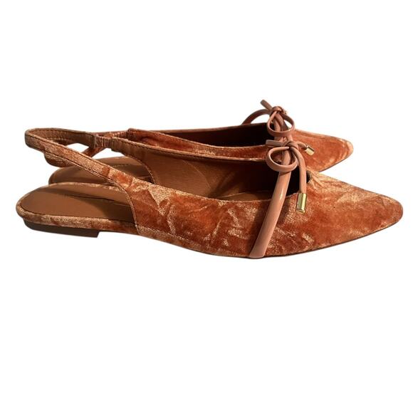 NEW Intentionally Blank Velvet Slingback Pointed Flats •10• Pink Rust Orange - Picture 7 of 12